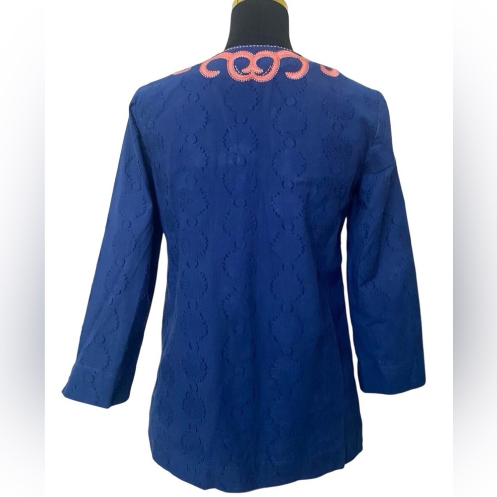 Lilly Pulitzer Amelia Island Blue Coral Embroidery Tunic Top Size XS - Picture 5 of 6
